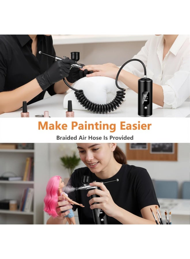 Bukela Airbrush Kit with Compressor - Nail Styler, 48PSI Screen Display Airbrush, Rechargeable Cordless Airbrush Machine for Manicure, Make-up, Painting, Cake Decoration - Image 3